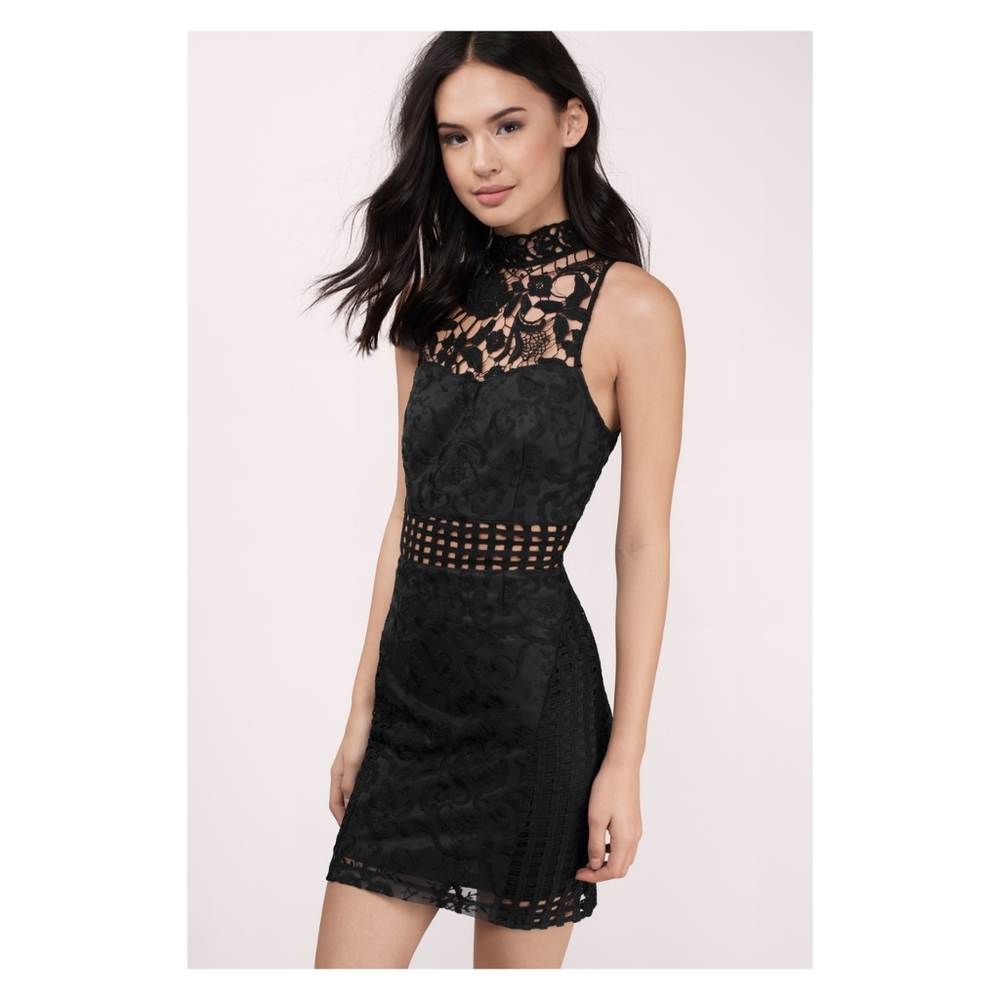 Tobi crochet lace black dress
